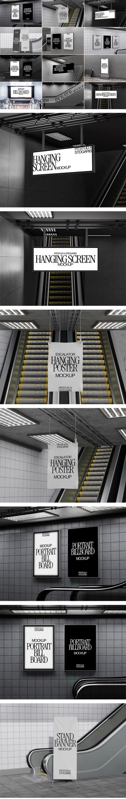 图片[3]-地铁站地下通道扶梯led灯箱广告牌海报效果图展示样机PSD设计素材-大怪兽分享
