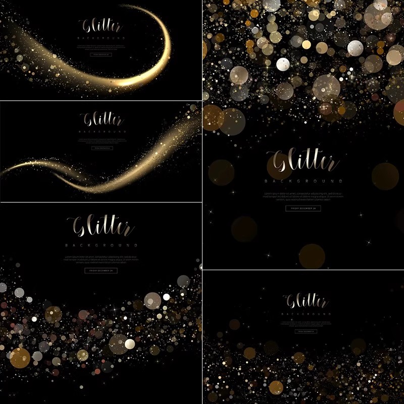 轻奢黑金高端高级海报装饰元素金色金沙光效光斑背景PSD设计素材-大怪兽分享