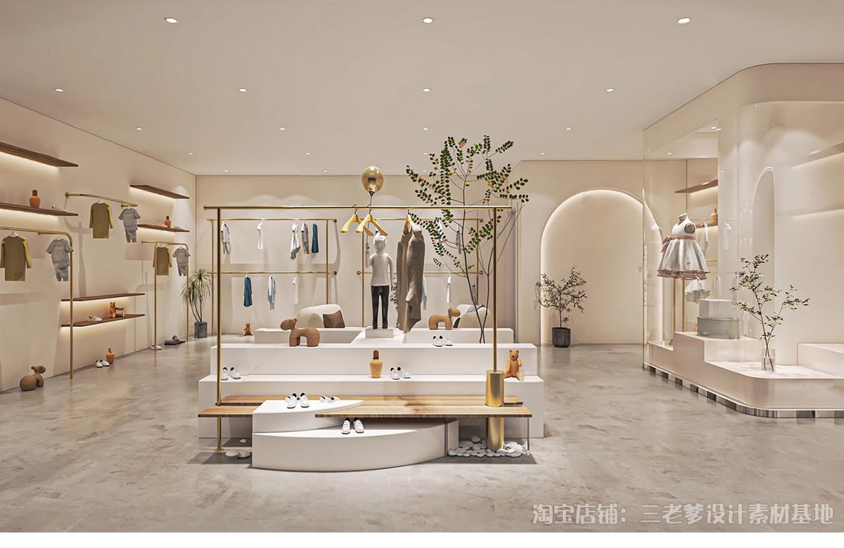 图片[4]-儿童服装店专卖店婴儿童装店店铺门头SU模型草图大师现代北欧素材-大怪兽分享