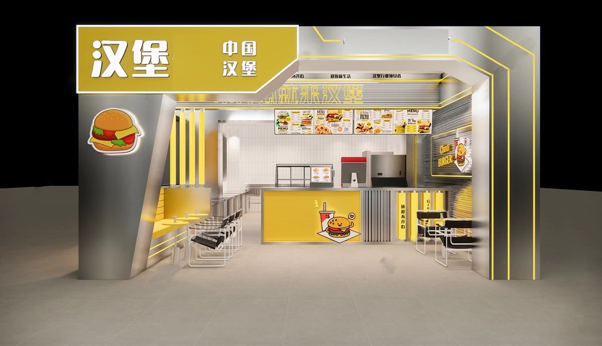 图片[4]-汉堡店炸鸡店SU模型现代工业风西式快餐厅铺装修设计草图大师素材-大怪兽分享