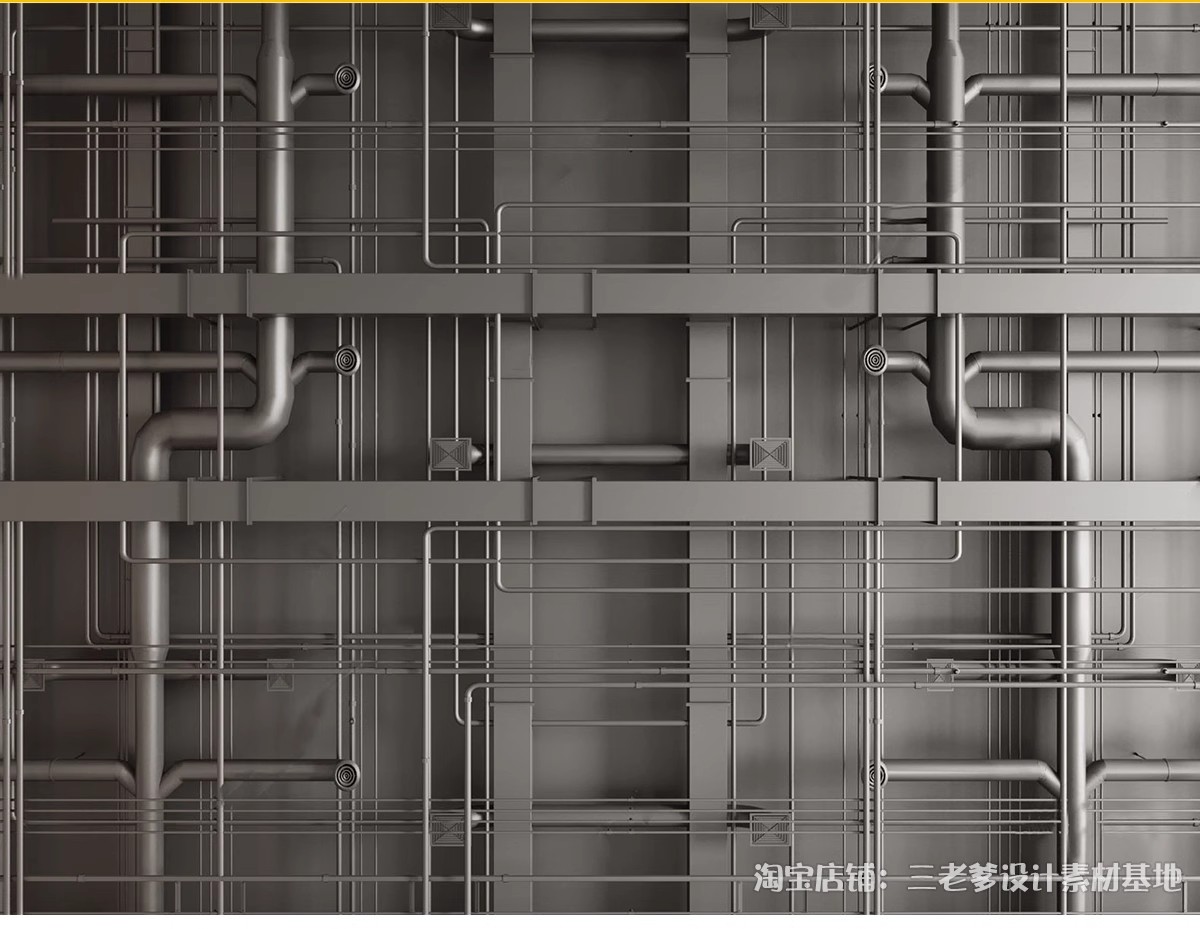 图片[4]-工业风通风管道吊顶天花3D模型 方形办公消防钢架钢结构钢管3dmax-大怪兽分享