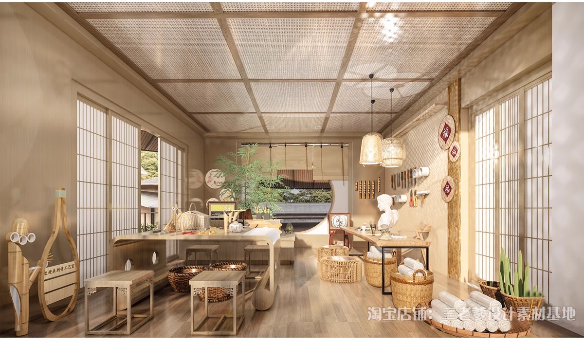 图片[4]-新中式非遗竹文化展厅SU模型展览馆竹编手工室工作室茶馆草图大师-大怪兽分享
