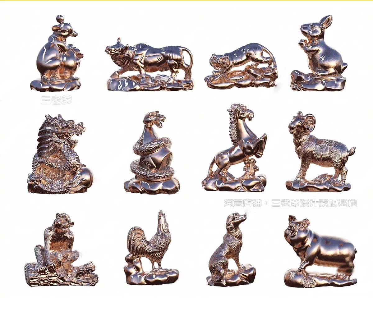 图片[4]-十二12生肖SU模型雕塑动物雕塑小品兽首石雕塑牛羊狗猴虎草图大师-大怪兽分享