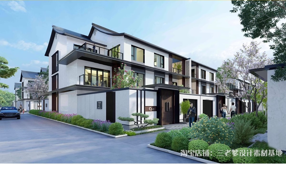 图片[4]-合院别墅SU模型库四合院自建房外观中式古建民宿建筑园林景观设计-大怪兽分享