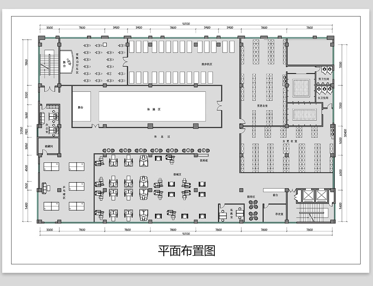 图片[4]-健身房CAD施工图纸设计室内瑜伽运动器材器械平面布置布局方案-大怪兽分享