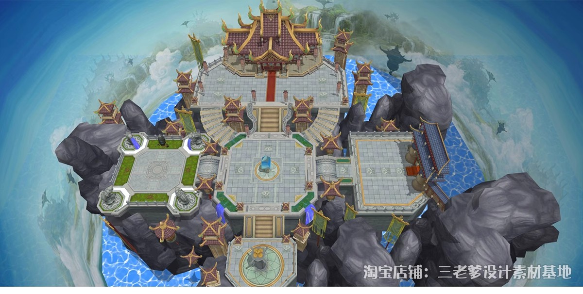 图片[4]-游戏影视动画场景SU模型 中式古风仙侠宫殿建筑科幻基地草图大师-大怪兽分享