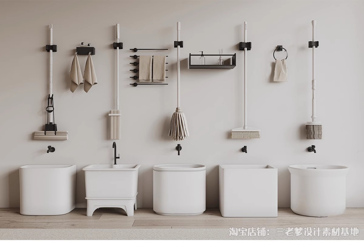 图片[4]-拖把池洗手池洁具SU模型扫把拖把簸箕水桶草图大师sketchup素材库-大怪兽分享