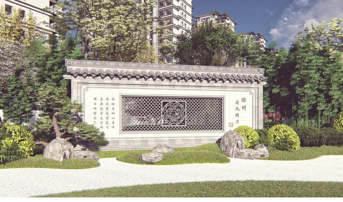 图片[4]-影壁照壁墙景墙su模型庭院四合院围墙院子屏风浮雕新中式草图大师-大怪兽分享