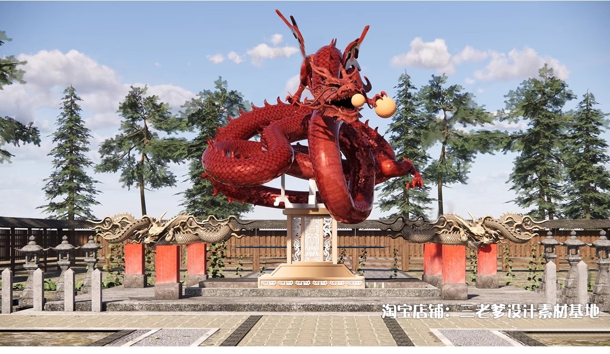 图片[5]-中式古代神兽龙王石雕SU模型中国风水景雕塑印章图章玉玺草图大师-大怪兽分享