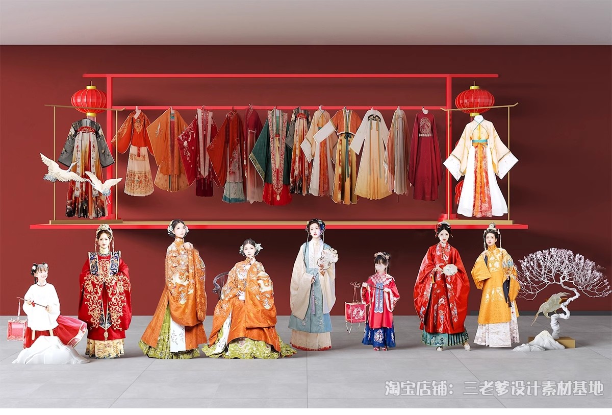 图片[5]-汉服旗袍服装店SU模型文创商店唐宋传统文化古装服饰展厅草图大师-大怪兽分享