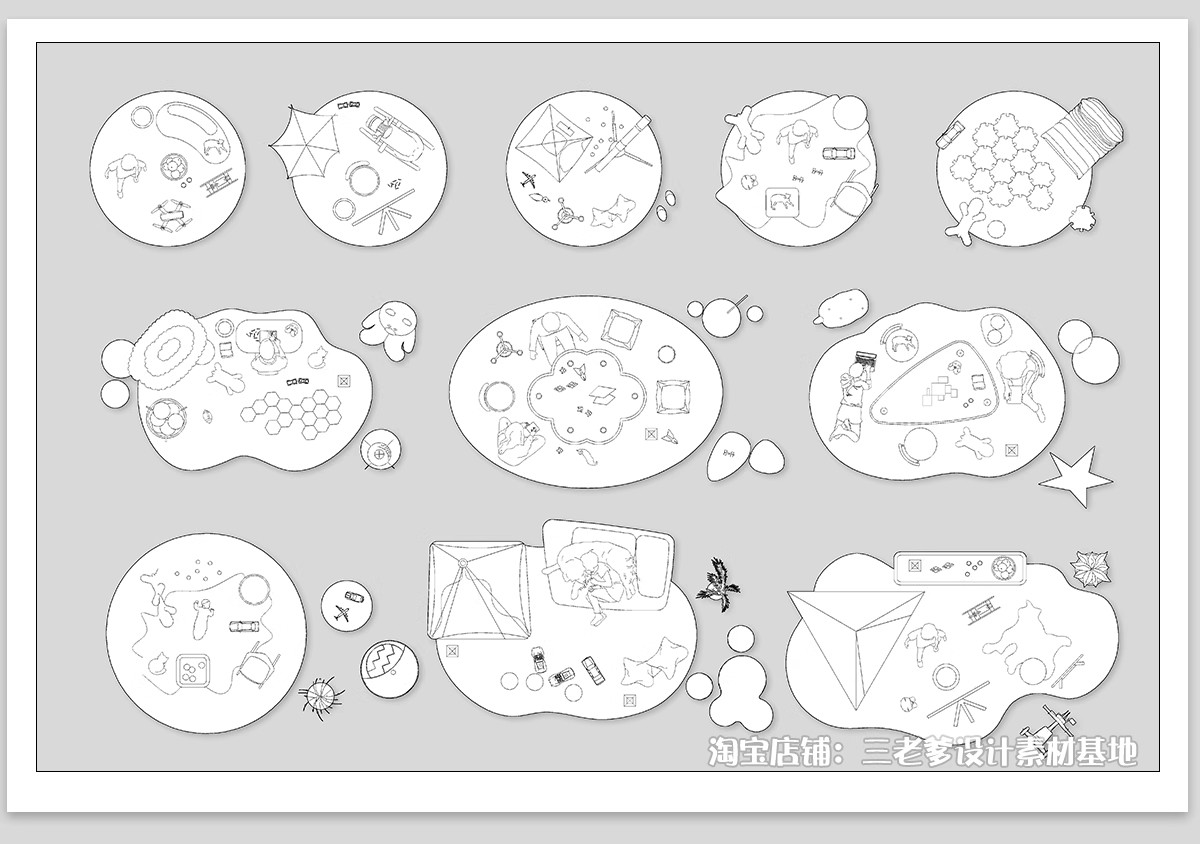 图片[5]-儿童房玩具房CAD平面布置图活动娱乐区帐篷施工图纸室内设计素材-大怪兽分享