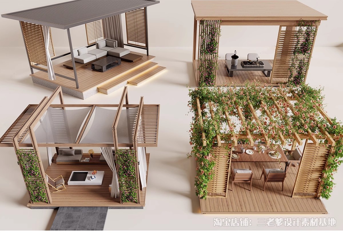 图片[5]-凉亭3D模型 户外廊架户外休闲亭子中式古建园林建筑景观3dmax素材-大怪兽分享
