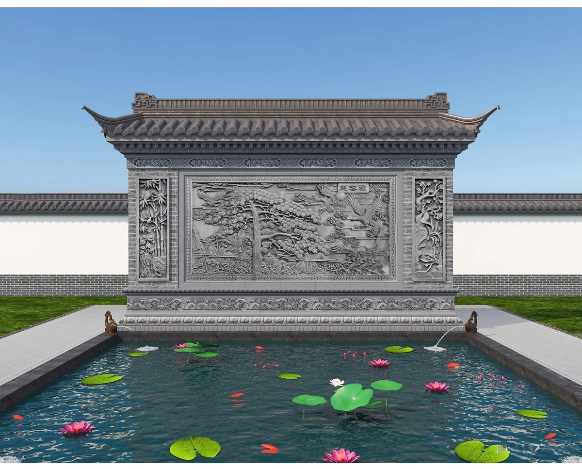 图片[5]-影壁照壁墙景墙su模型庭院四合院围墙院子屏风浮雕新中式草图大师-大怪兽分享