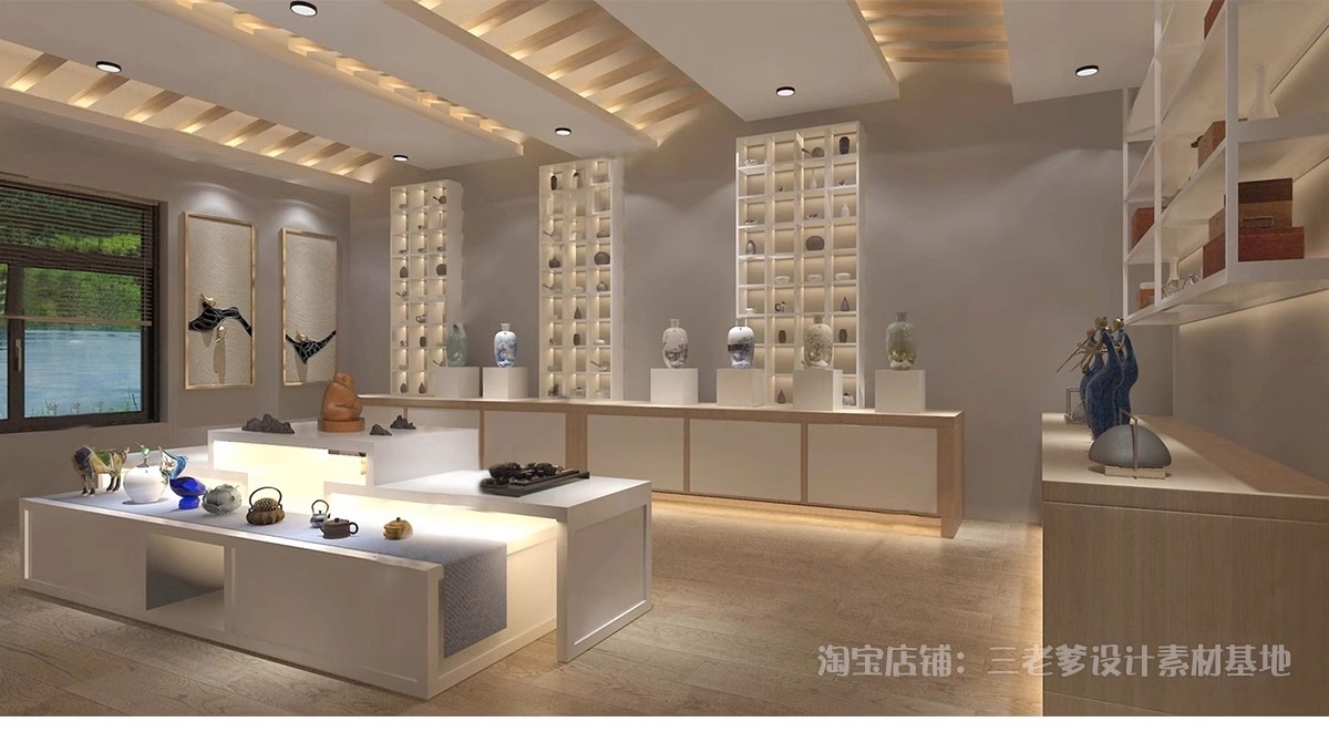 图片[5]-瓷器文化陶瓷青花瓷展厅SU模型新中式博物馆展馆展柜展架草图大师-大怪兽分享