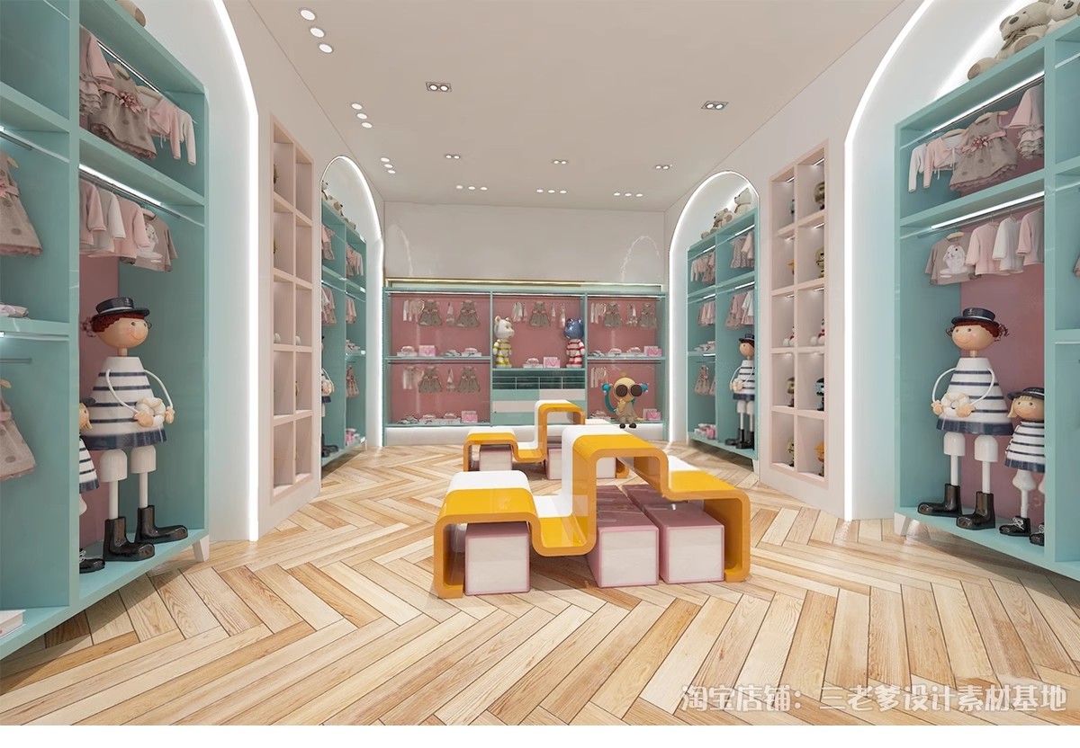 图片[6]-儿童服装店专卖店婴儿童装店店铺门头SU模型草图大师现代北欧素材-大怪兽分享