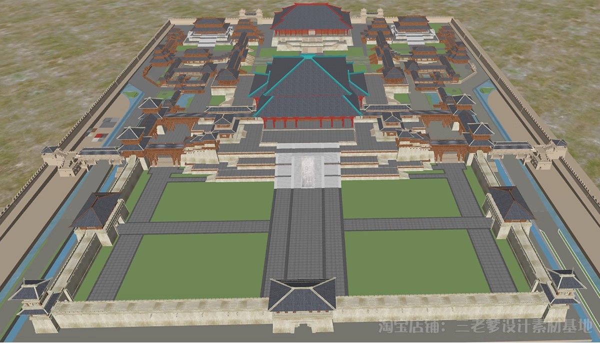 图片[7]-唐风古建群落SU模型秋景中式唐宋文化雪景影视城古代建筑草图大师-大怪兽分享