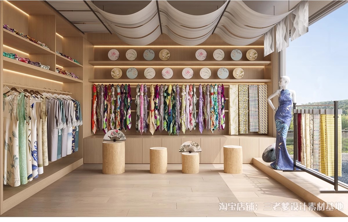 图片[6]-汉服旗袍服装店SU模型文创商店唐宋传统文化古装服饰展厅草图大师-大怪兽分享