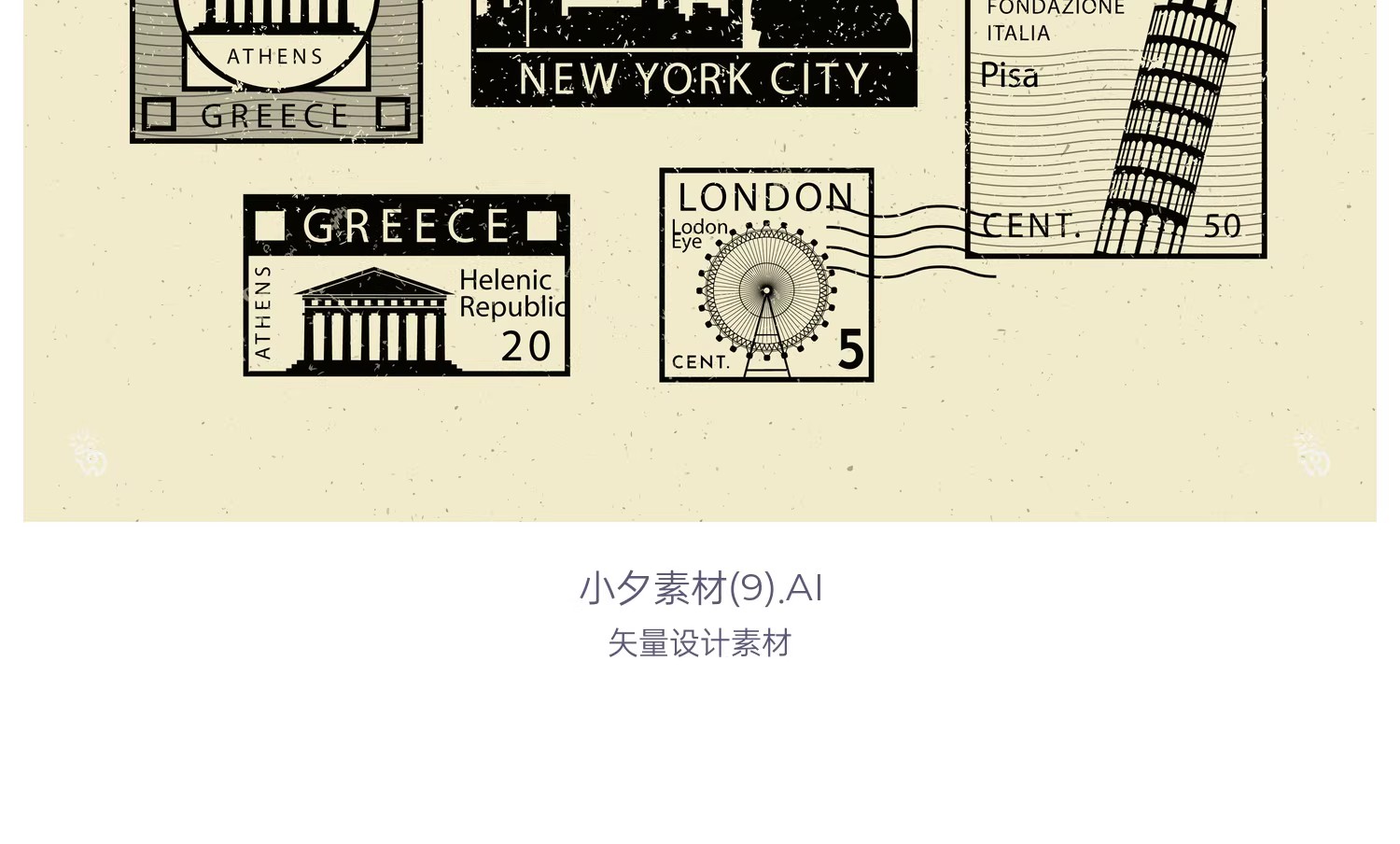 图片[6]-欧美复古怀旧邮戳标签印章logo标志手帐ai矢量png免抠设计素材-大怪兽分享