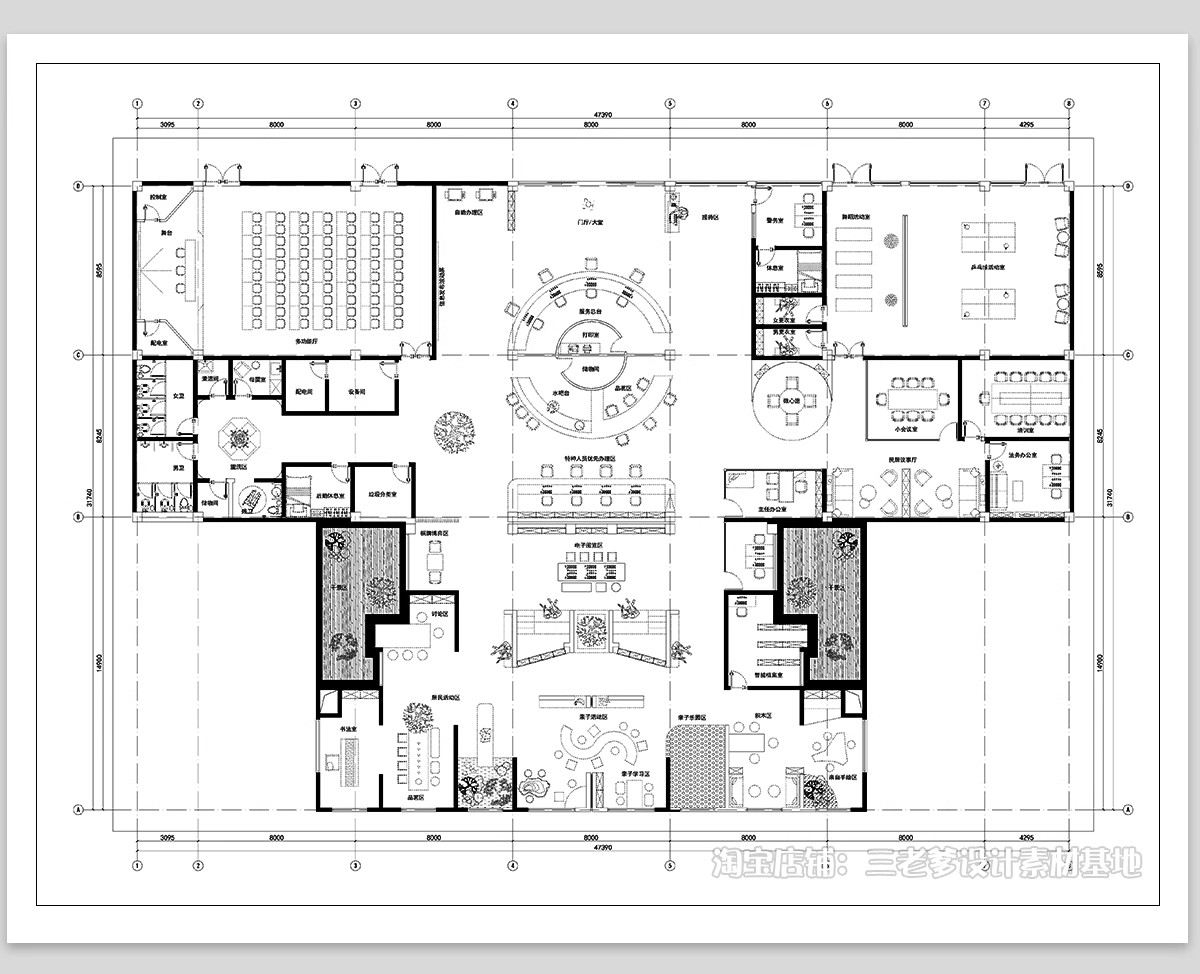图片[6]-社区老年活动室活动中心居民休闲娱乐空间方案CAD平面布置图设计-大怪兽分享