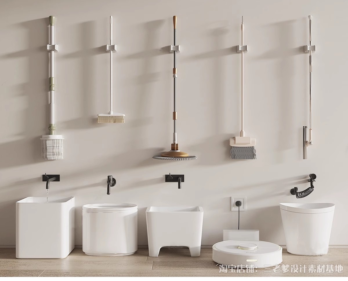 图片[6]-拖把池洗手池洁具SU模型扫把拖把簸箕水桶草图大师sketchup素材库-大怪兽分享