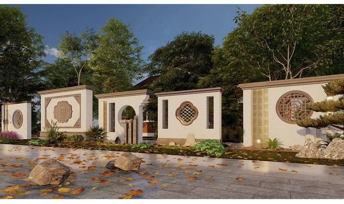 图片[6]-影壁照壁墙景墙su模型庭院四合院围墙院子屏风浮雕新中式草图大师-大怪兽分享