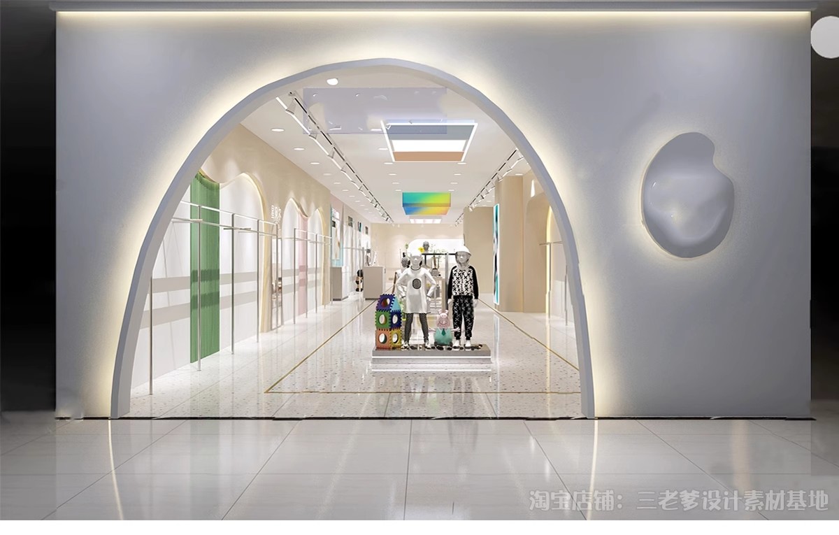 图片[7]-儿童服装店专卖店婴儿童装店店铺门头SU模型草图大师现代北欧素材-大怪兽分享