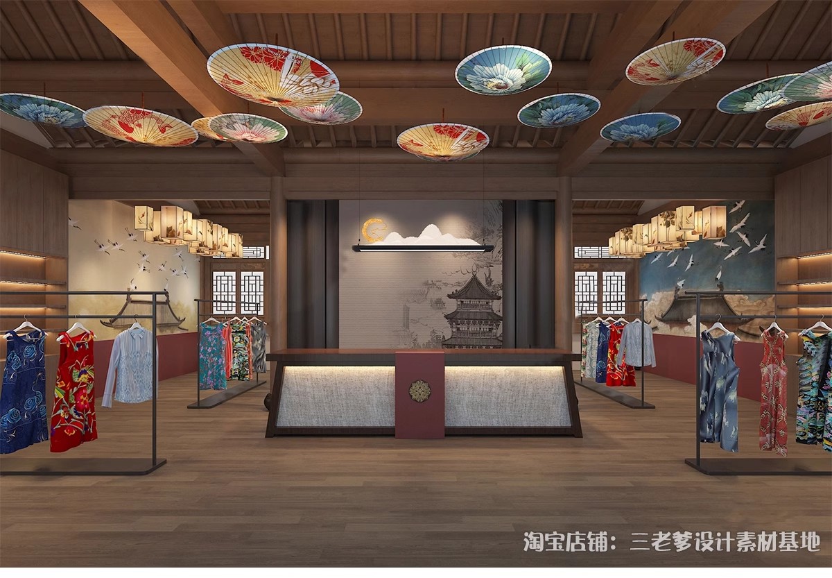 图片[7]-汉服旗袍服装店SU模型文创商店唐宋传统文化古装服饰展厅草图大师-大怪兽分享