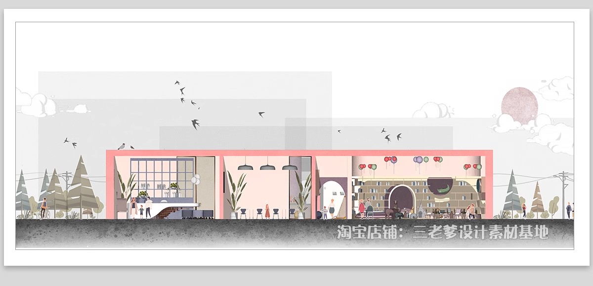 图片[7]-室内建筑立面图剖面图PS分析图竞赛风拼贴风素材PSD分层免抠免扣-大怪兽分享