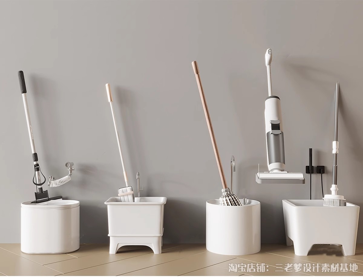 图片[7]-拖把池洗手池洁具SU模型扫把拖把簸箕水桶草图大师sketchup素材库-大怪兽分享