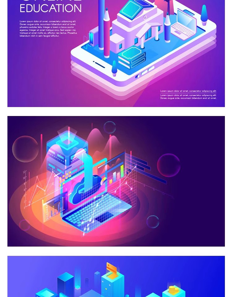 图片[6]-2.5D立体等距UI插画商务金融科技大数据海报AI矢量EPS设计素材-大怪兽分享