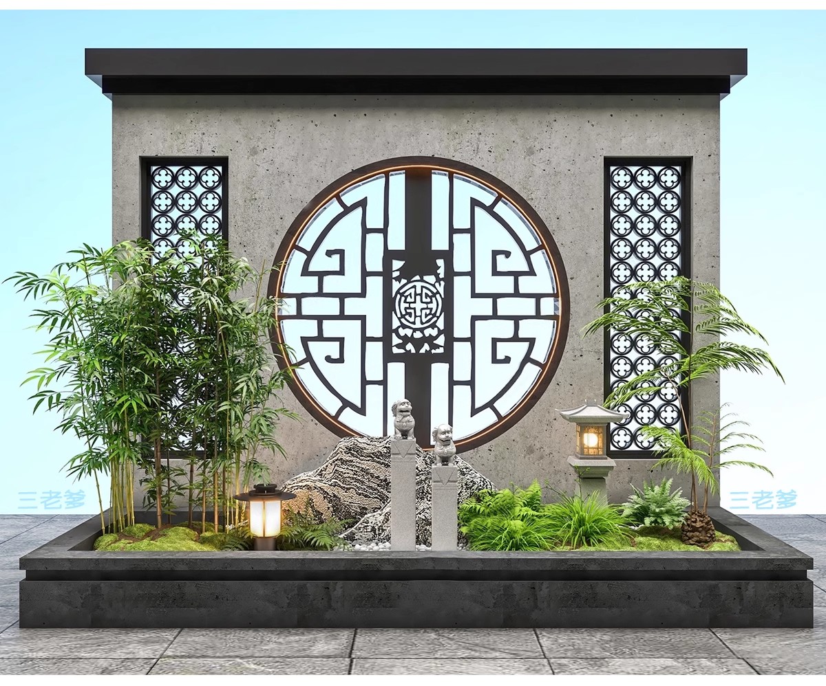 图片[7]-影壁照壁墙景墙su模型庭院四合院围墙院子屏风浮雕新中式草图大师-大怪兽分享