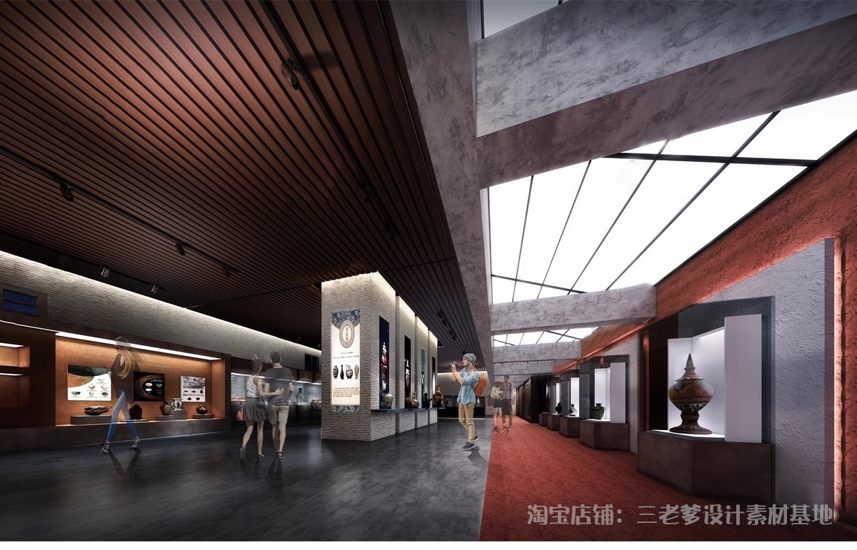 图片[7]-瓷器文化陶瓷青花瓷展厅SU模型新中式博物馆展馆展柜展架草图大师-大怪兽分享