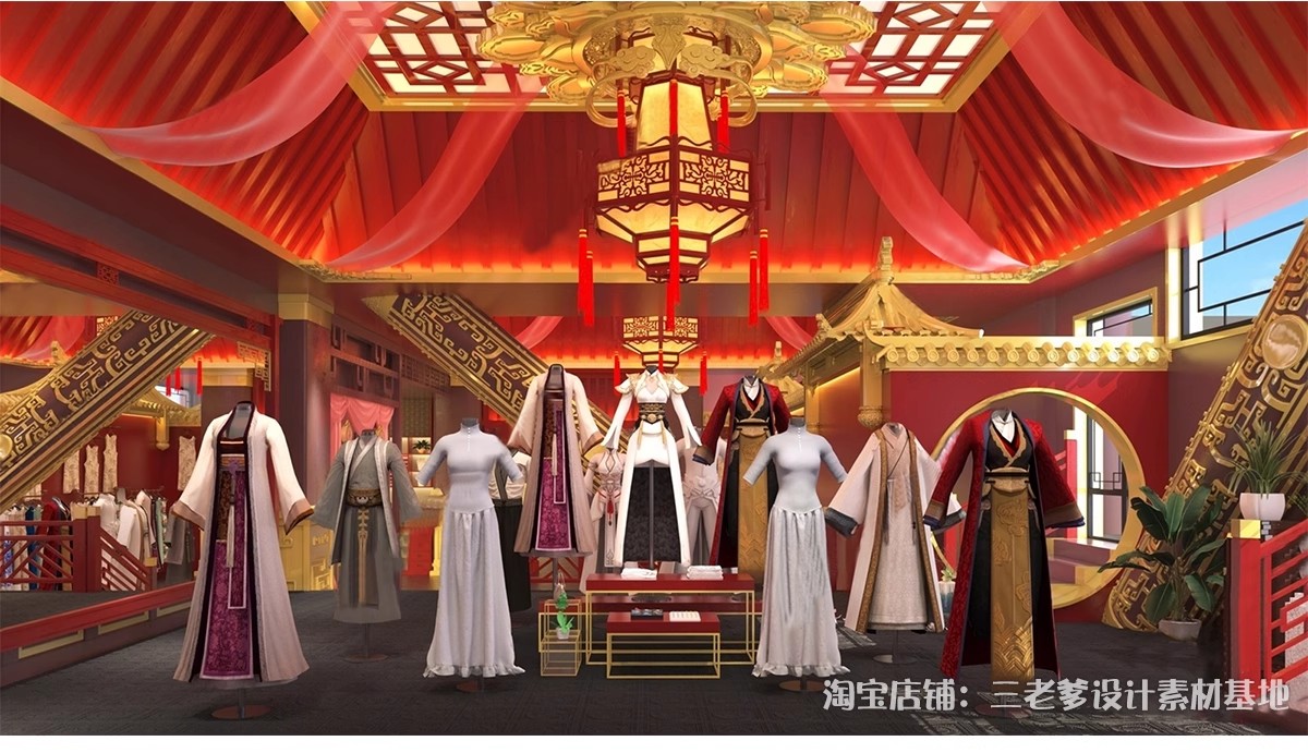 图片[8]-汉服旗袍服装店SU模型文创商店唐宋传统文化古装服饰展厅草图大师-大怪兽分享