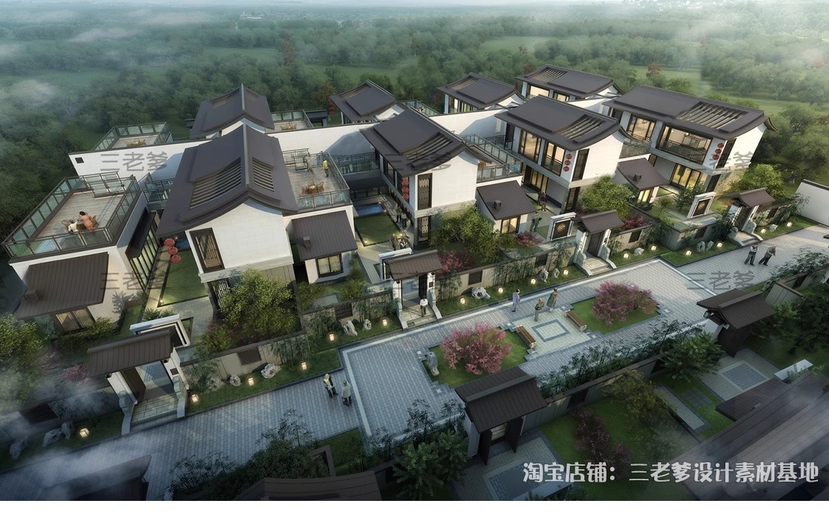 图片[8]-合院别墅SU模型库四合院自建房外观中式古建民宿建筑园林景观设计-大怪兽分享