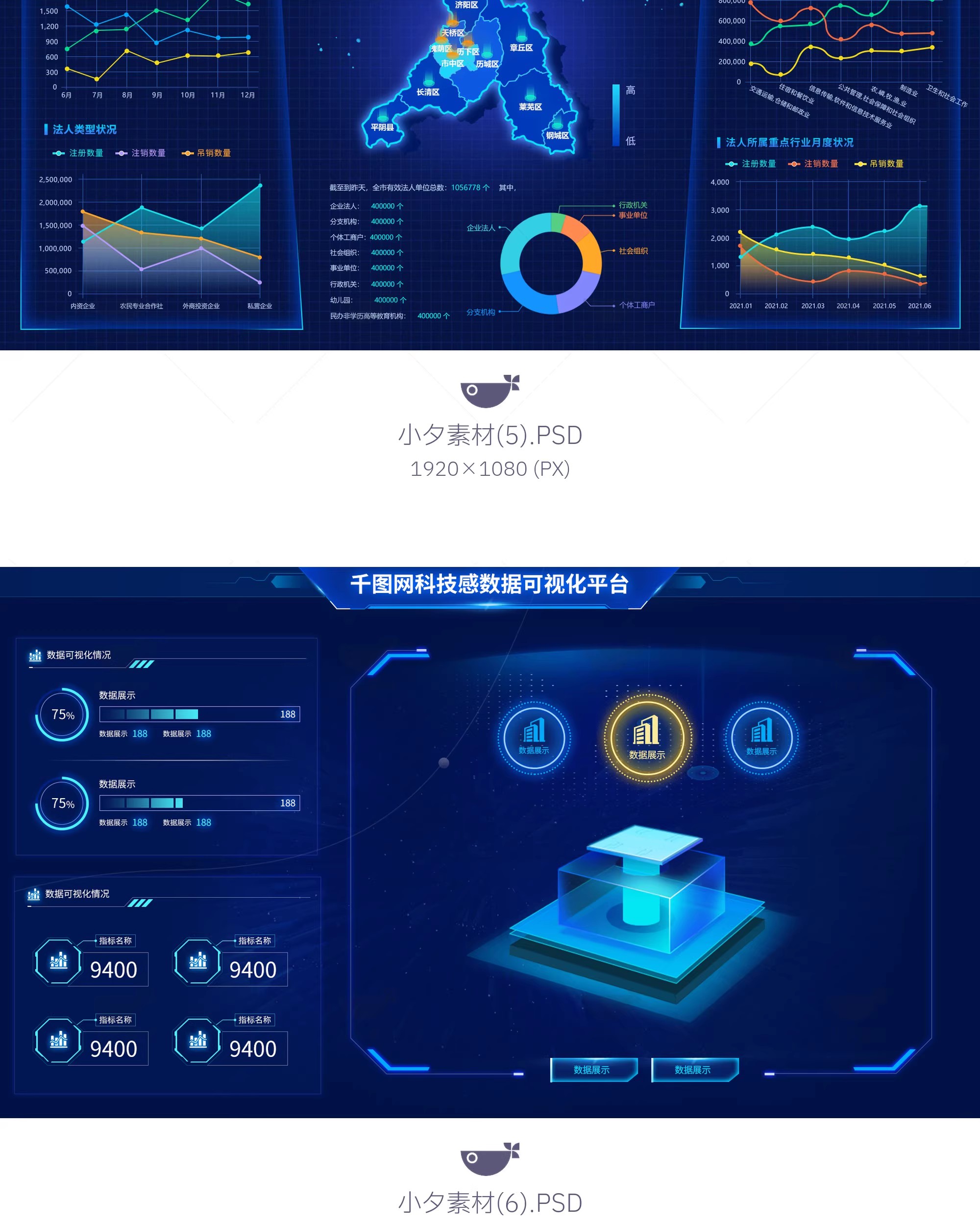 图片[8]-企业科技可视化大屏数据展示后台管理系统平台首页PSD设计素材-大怪兽分享