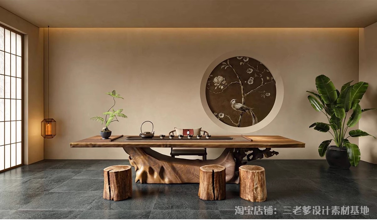 图片[8]-根雕茶台SU模型室内室外中式茶桌椅组合茶室古典桌子凳子草图大师-大怪兽分享