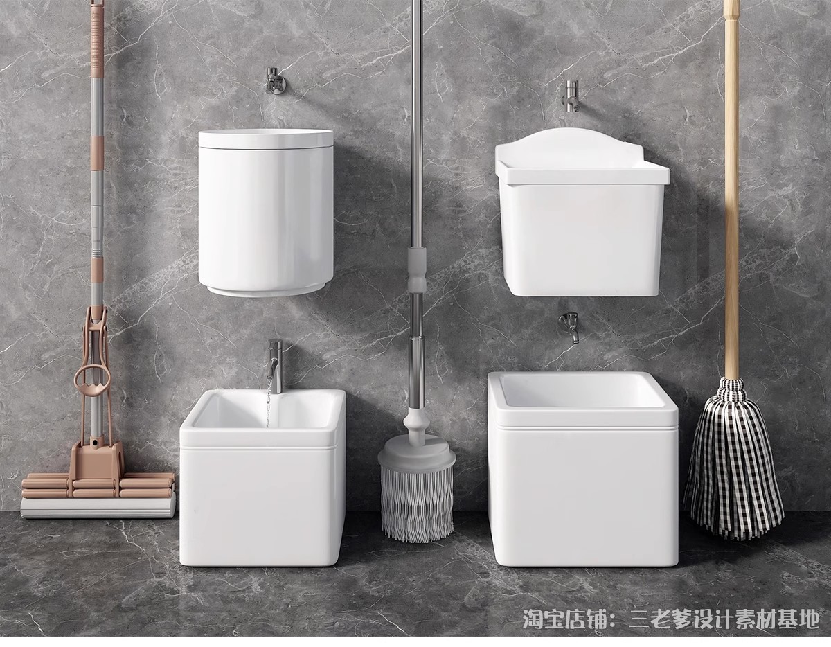 图片[8]-拖把池洗手池洁具SU模型扫把拖把簸箕水桶草图大师sketchup素材库-大怪兽分享