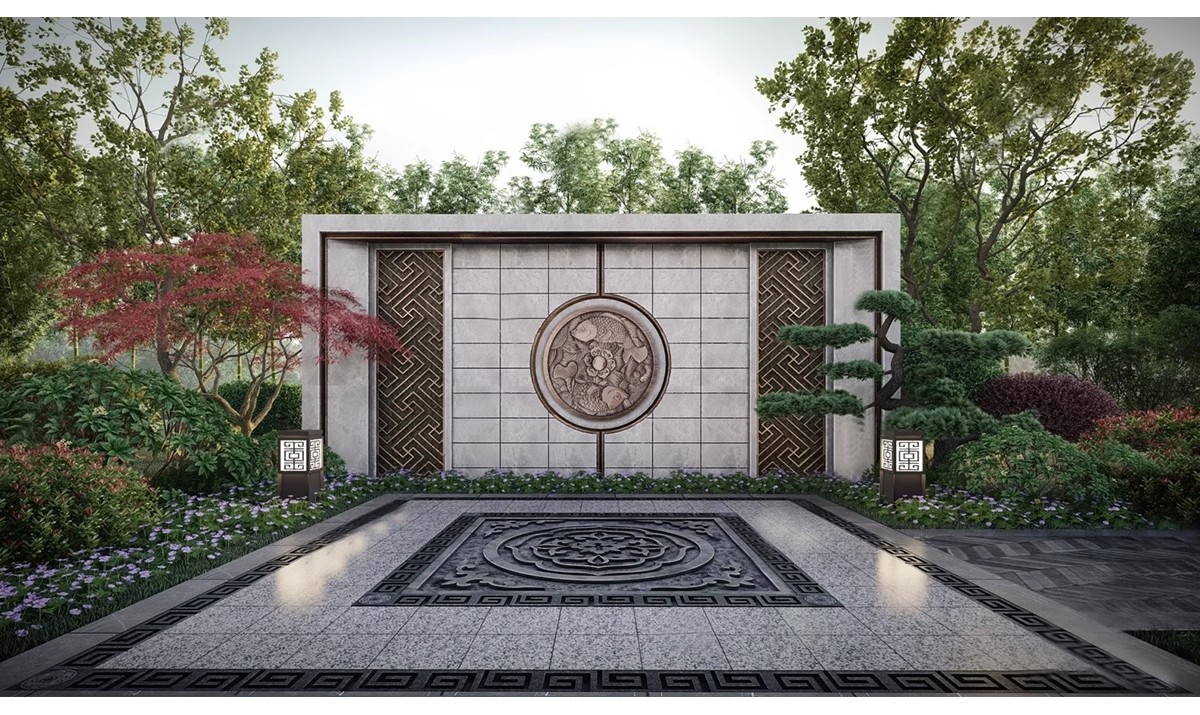 图片[8]-影壁照壁墙景墙su模型庭院四合院围墙院子屏风浮雕新中式草图大师-大怪兽分享