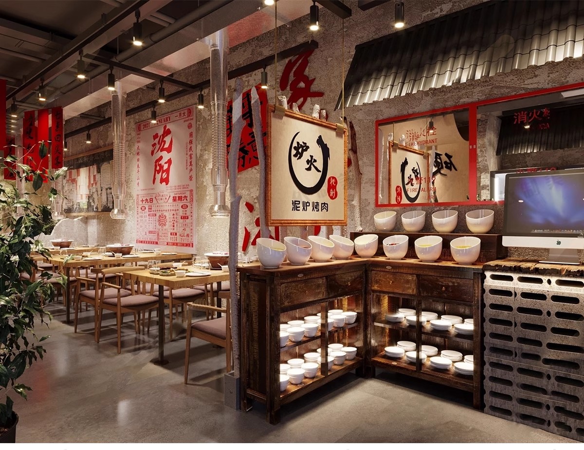 图片[8]-烧烤店SU模型烤肉店铺港式复古工业风水泥废墟风大厅餐饮草图大师-大怪兽分享