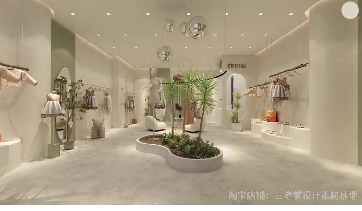 图片[8]-儿童服装店专卖店婴儿童装店店铺门头SU模型草图大师现代北欧素材-大怪兽分享