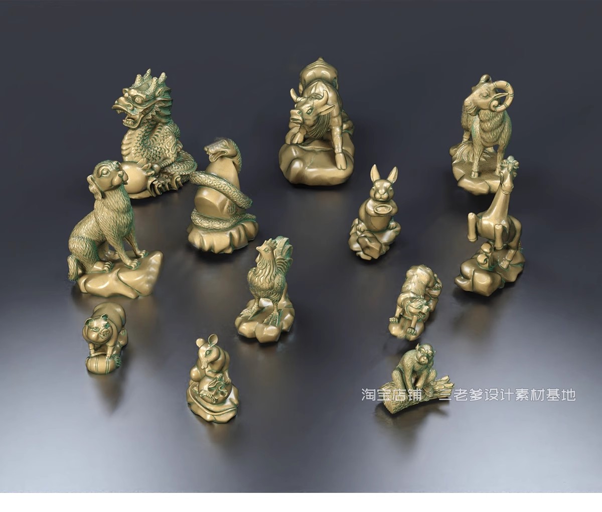 图片[9]-十二12生肖SU模型雕塑动物雕塑小品兽首石雕塑牛羊狗猴虎草图大师-大怪兽分享