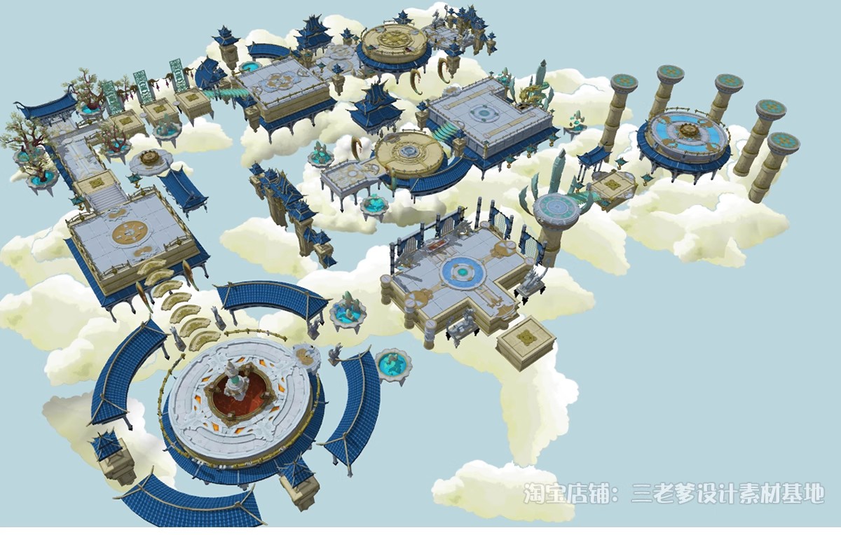 图片[9]-游戏影视动画场景SU模型 中式古风仙侠宫殿建筑科幻基地草图大师-大怪兽分享