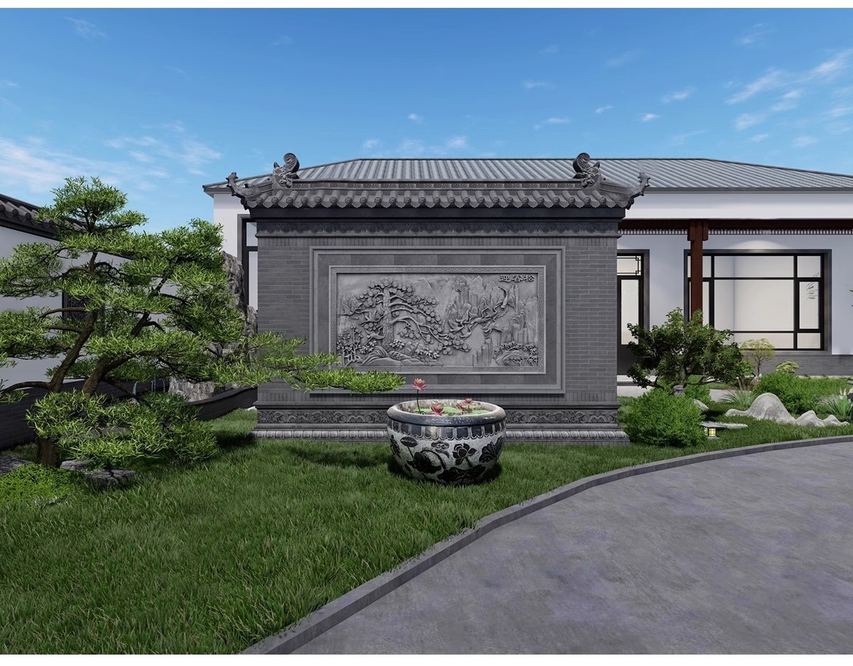 图片[9]-影壁照壁墙景墙su模型庭院四合院围墙院子屏风浮雕新中式草图大师-大怪兽分享