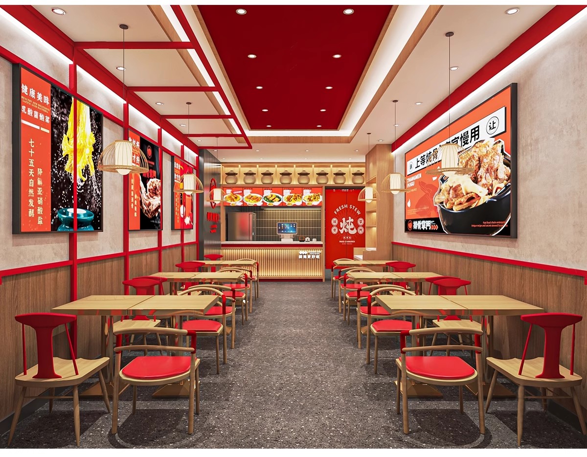 图片[10]-汉堡店炸鸡店SU模型现代工业风西式快餐厅铺装修设计草图大师素材-大怪兽分享