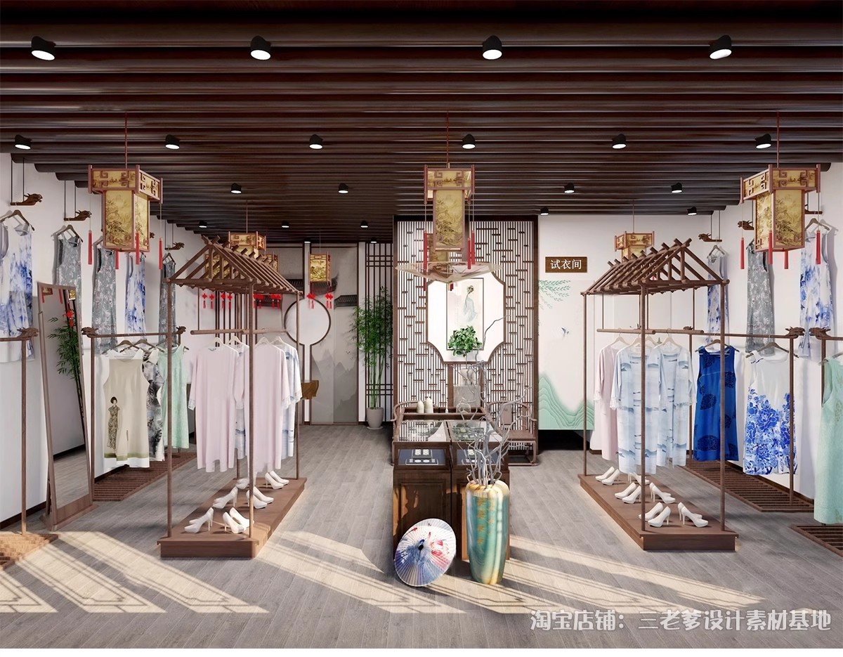 图片[10]-汉服旗袍服装店SU模型文创商店唐宋传统文化古装服饰展厅草图大师-大怪兽分享