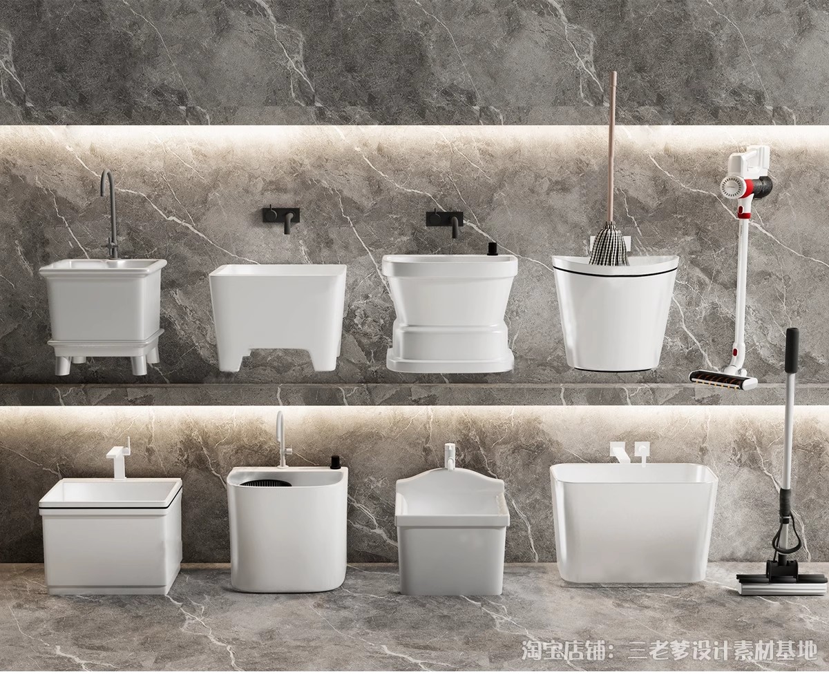 图片[10]-拖把池洗手池洁具SU模型扫把拖把簸箕水桶草图大师sketchup素材库-大怪兽分享