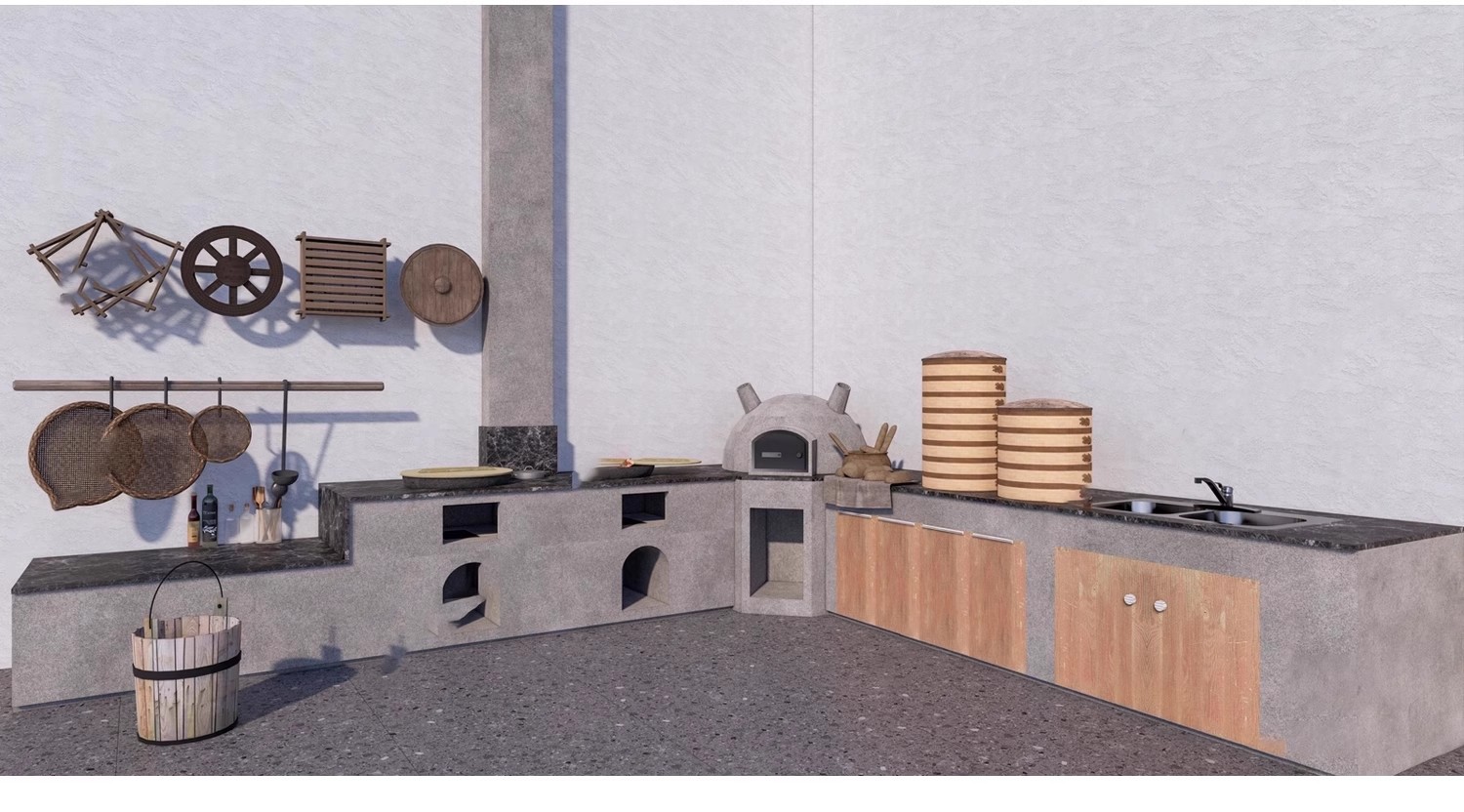 图片[10]-农村乡村农家乐旧厨房炉灶土灶台柴火灶泥土大锅灶SU模型草图大师-大怪兽分享