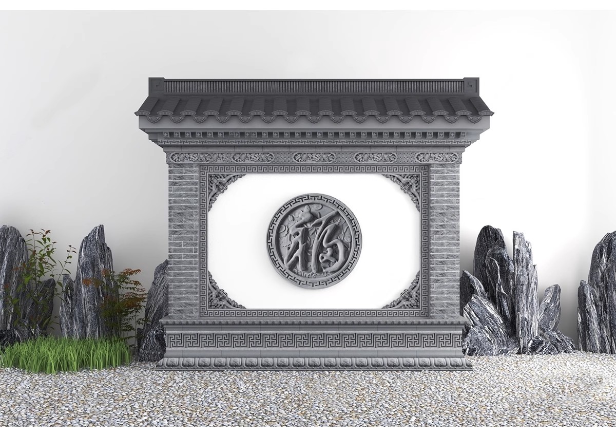 图片[10]-影壁照壁墙景墙su模型庭院四合院围墙院子屏风浮雕新中式草图大师-大怪兽分享