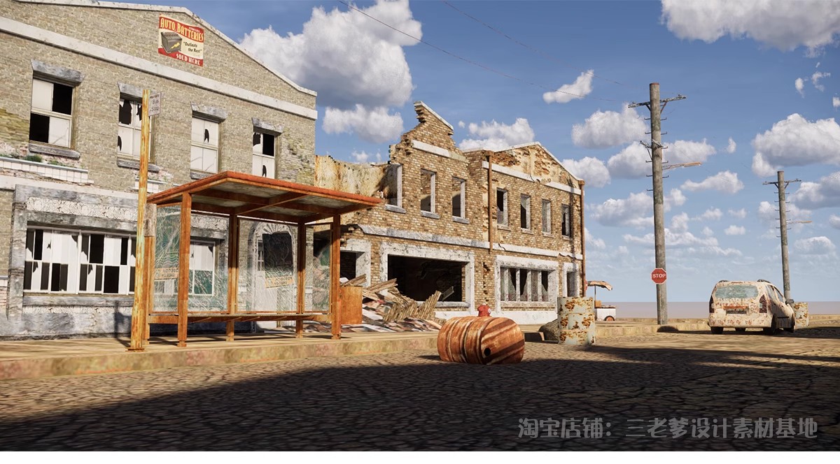 图片[10]-建筑废墟SU模型工业风遗址游戏场景战损街道破旧房屋汽车草图大师-大怪兽分享