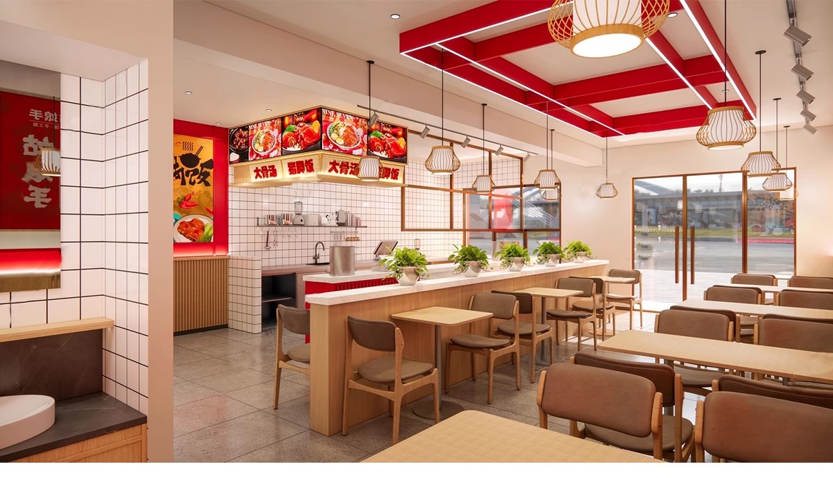 图片[11]-汉堡店炸鸡店SU模型现代工业风西式快餐厅铺装修设计草图大师素材-大怪兽分享